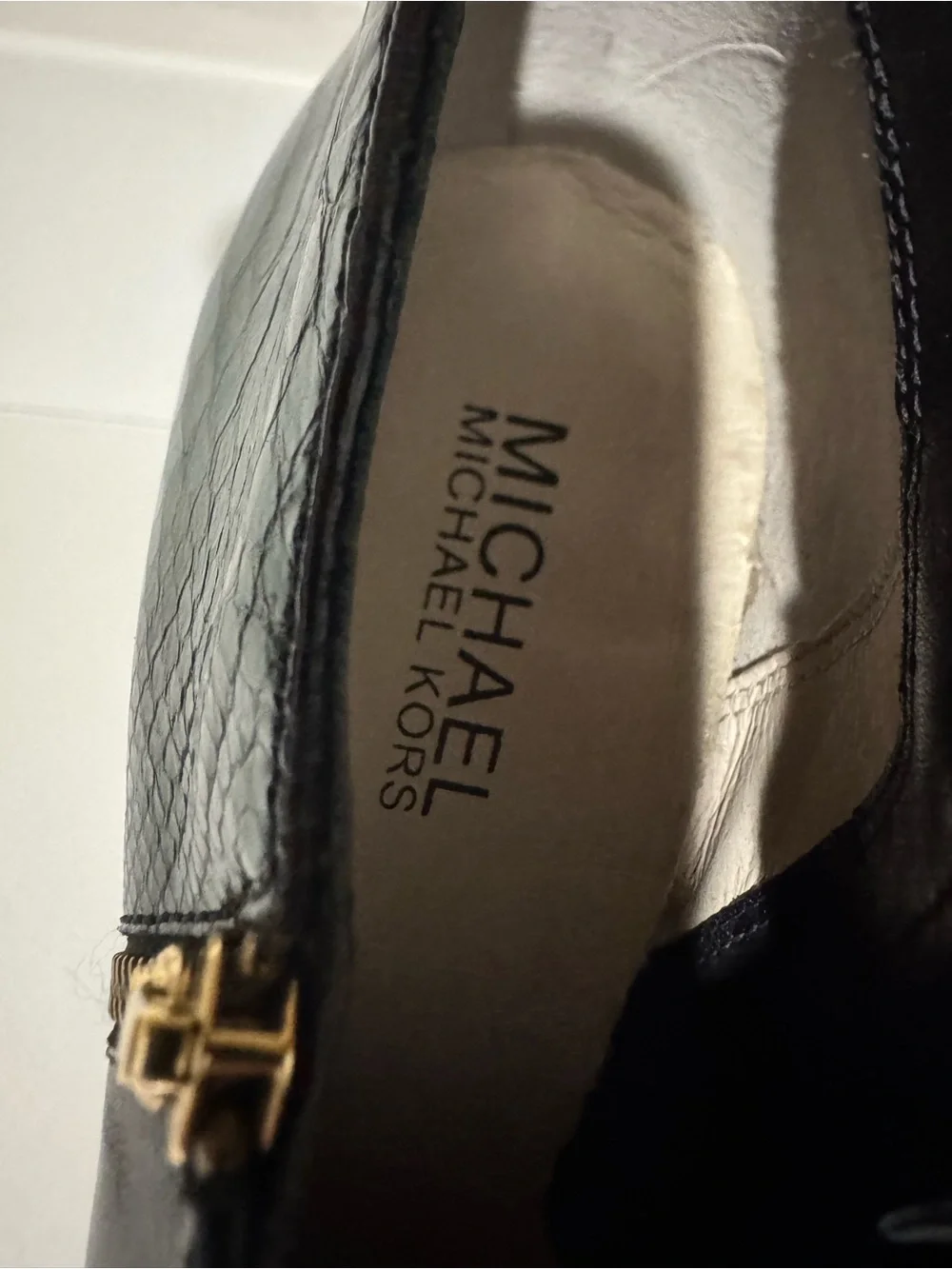 Michael Kors Size 9  High Heel Ankle Booties with Gold Zip